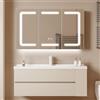 WisHomee Specchio Bagno Contenitore con LED Luce e Presa Elettrica, 100x60 cm, Armadietto Specchio Bagno con Luce, Mensola Regolabile, 3 Temperature di Colore, Anti Appannamento, Dimmerabile