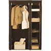 RELOVE Armadio Guardaroba Pieghevole 110 * 45 * 178cm in Marrone,Cabina Tessuto con Anta Richiudibile, 6 Scomparti,Appendiabiti,Camera da Letto Custodia de Campeggio