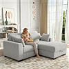 YNYHTER Divano a 2 Posti, Divano Imbottito Divani da Salotto Cheslong Divano Letto Chaise Longue Divano Modulare a Terra in Panno a Forma di L con Cuscino e Pouf (Grigio, 2 posti+1 poggiapiedi)