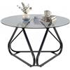 SOARS Tavolino Salotto Rotondo in Vetro Temperato Ø 80 cm, Tavolino da Caffè, Divano, Tavolo Soggiorno Basso Moderno, con Struttura Triangolare in Metallo, Montaggio Facile (Nero)