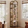 Tribesigns Libreria a 6 Ripiani, Alta 180 cm con Stretto Legno Ripiani Aperti, ArcuatoScaffale Portaoggetti Indipendente, Verticale Organizer per Casa, Ufficio, Studio, Cucina Marrone Rustico