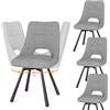 WAFTING Set di 4 Sedie Sala da Pranzo Girevoli, Rotazione 360°, Seduta Larga 48 cm, Sedie da Cucina Imbottite con Schienale Traforato, per Sala da Pranzo, Cucina e Reception, Grigio Chiaro
