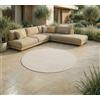 Jimri Tappeto per interni ed esterni, resistente alle intemperie, per balcone, terrazza, giardino, soggiorno, cucina, tappeto resistente ai raggi UV e all'acqua, misura: 120 cm rotondo, bianco