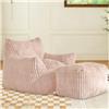 Calivra Pouf XXL per adulti con ottomano - Poltrona reclinabile ergonomica Relax con supporto a 5 zone, rivestimento Corduroy, imbottitura in spugna, salvaspazio per soggiorno (rosa)