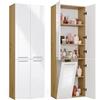 BDW Mobiletto da bagno, cesto portabiancheria, 4 ante 174 x 60 x 30 cm, mobile base, mobile lavabo, mobile alto, arredamento bagno, mobile alto da bagno, mensola da bagno (Artisan/Bianco lucido)