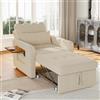 FUCMKON Divano per letto piccolo, 3 in 1, poltrona da letto con funzione letto, letto allungabile, con tavolino da tè pieghevole, per piccoli spazi, beige, 190 x 70 cm