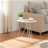 [en.casa] Tavolino Laterale con Gambe a Forcina Hairpin Tavolino da Caffè a Piano Rotondo 45 x Ø43 cm in Metallo per Soggiorno Salotto Camera da Letto - Bianco Opaco