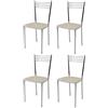 t m c s Tommychairs - Set 4 sedie modello Elena per cucina bar e sala da pranzo, struttura in acciaio cromato e seduta in legno massello color anilina bianca