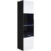 MB Muebles Bonitos, Vetrina Pensile Luke V6, LED, Melamina, Finitura Lucida, Nero e Bianco, 40x165x29cm