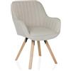 hjh LIVING Sedia girevole da pranzo SCANDI SOFT Poltrona imbottita con gambe in faggio, comodamente imbottita, rivestimento in tessuto crema
