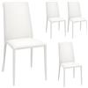 NORDIXA Set 4 Sedie Bianche Sala da Pranzo, Sedie Moderne in Ecopelle Lavabile, Sedie Cucina Imbottite con Struttura in Metallo e Gambe Inclinate Antiribaltamento, Impilabile, Montaggio non richiesto