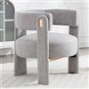 chairus Poltrona Salotto Poltroncina Imbottita Sedia da Salotto in Tessuto di Lino Poltrona Relax Moderno con Gambe in Legno per Camera da Letto/Soggiorno/Caffè, Grigio