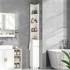 HEXCELEN Mobile da Bagno, Mobile Angolare, Armadio da Gabinetto con 1 Porte, Ripiano Regolabile, 1 Cassetto e 4 Scomparti Aperti, 20 x 20 x 185,6 cm, Bianco