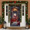 JunD Copriporta Babbo Natale 90 x 200 cm - Copertura Porta Natalizia in Poliestere Lavabile con Chiusura a Strappo, Striscione Natale per Porta Ingresso Balcone Veranda, Addobbi Natalizi