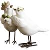 Loberon Orne Coppia di Uccellini - Incantevole Design per la Pasqua - in Pietra Artificiale, Bianco