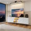 HYNHXBP Mobile TV 220 cm con illuminazione LED RGB, mobile TV effetto marmo con 4 ante e ripiani aperti, mobile TV moderno con gambe in metallo per soggiorno