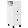 BARULUOAKLIFE Mobiletto Bagno Stretto Classico Bianco con 2 Cassetti e 4 Ruote, Truciolato Resistente all'Umido, Cassettiera Sottile per Cucina e Soggiorno, 23x33x65 cm,