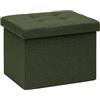 Bonlife Pouf Contenitore Panca Sgabello Contenitore, Piccoli Tavolino Salotto Lino Cubo Portaoggetti Pouf da Camera Quadrato per Soggiorno, Camera da Letto, Ingresso,42x32x32cm Oliva