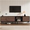 Merax Mobile TV 180 x 35 x 49 cm, per TV da 80 pollici, color noce scuro con 2 armadi e ripiani aperti, mobili da soggiorno con 7 piedini stabili