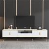 MAMAINI Mobile TV basso moderno, effetto marmo, 200 x 40 x 46 cm, adatto per TV fino a 90 pollici, due ante, un cassetto, bianco