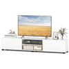 COSTWAY Mobile Porta TV Fino a 70, Supporto TV con 2 Mobiletti, 2 Ripiani Aperti e 6 Gambe di Sostegno, Tavolo Consolle per Televisore per Soggiorno e Camera da Letto, 160 x 35 x 30 cm (Bianco)