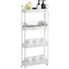 QWORK® Carrello Portaoggetti, Carrello a 4 Ripiani, Carrello Cucina Salvaspazio, per Bagno, Cucina, Camera da Letto