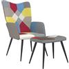 vidaXL Poltrona Relax con Poggiapiedi in Tessuto Patchwork