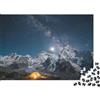 QWERTYUIOPD Montagne Innevate Cielo Notturno Puzzle 1000 Pezzi Carta per Adulti Scena Campeggio Puzzle per Famiglia Relax Decorazione Casa 38x26cm/1000pcs