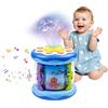 Woollywink Giocattolo Musicale per Bambini 12 mesi +, Giocattolo Bambino 1 Anno con Musica e Luci Colorate Cubo di Attività Rotante con Proiezione Marina Regalo per Ragazzi e Ragazze (Blu)