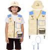 BSBUY Set di Esplorazione per Bambini, 21 Pezzi Kit Esploratore Bambini, con Gilet, Cappello, Lente d'Ingrandimento e Altro, Costume per Caccia agli Insetti Esploratore, per 3-12 Anni