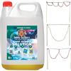 Bubble Brothers Bottiglia di ricarica per bolle di sapone, 5 l liquido per bolle di sapone, per bolle di sapone, soluzione per bolle di sapone stabile (1 x 5 litri + 3 bacchette per bolle giganti)