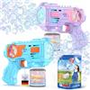 Blubbel 2x Sparabolle di Sapone LED, Pistola Giochi, Macchina Automatica, Bubble Gun, Cannone d'Aria, Giocattolo Matrimonio, Regalo Estivo Bambini, 1L Liquido Incluso