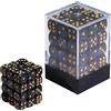 Gobelieve Set di dadi da 36 pezzi, 12 mm, con angoli arrotondati e scatola, mini cubi da 6 lati con scatola portaoggetti, dadi neri e dorati per giochi da collezione e accessori da tablet RPG