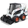 Burago Bburago Bobcat B18-31802 Bobcat Skid-Steer Loader con rampa funzionante Modello da Collezione Giocattolo-1:50 Veicolo pressofuso, Bianco, Piccolo