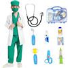 Udekit Costume da Dottore per Bambini con Scatola dei Medicinali, Termometro, Stetoscopio, Siringa, Endoscopio Orale e altro ancora, Camice da Laboratorio