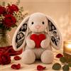 Smile lab Coniglietto Peluche Personalizzato Peluche Coniglio con 4 Foto Nascoste nelle Orecchie Regalo Personalizzato per Coppia Anniversario San Valentino Compleanno Natale 26cm / 40 cm (Stile07)