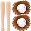 Tinoaly Mini Baseball Set, Miniatura Mazza Baseball Guanto e Palla Piccoli Accessori per la Casa delle Bambole per Decorazioni Torte Espositori da Tavolo Accessori Fotografia (Cachi)