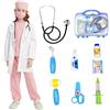 Udekit Costume da Dottore per Bambini con Scatola dei Medicinali, Termometro, Stetoscopio, Siringa, Endoscopio Orale e altro ancora, Camice da Laboratorio