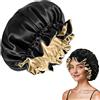 Smaoqingji Cuffia Seta Capelli Riutilizzabile Shower cap - 1 Pezzo, Nero, Cappello da Notte per Donna, Adatto Essere Indossato Mentre Dorme, fa Il Bagno, ci Trucca o Svolgono Faccende Domestiche