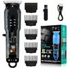 GiDaCom Regolabarba Elettrico - Tagliacapelli Senza Fili con Display LCD, Lama in Acciaio Inossidabile, Pettine Regolabile 0-4mm, Testina a T, Batteria 90 minuti e Ricarica USB Rapida (LT-808) (Nero)