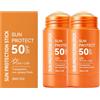Generico Stick Solare Viso SPF50 Trasparente, Protezione UVA/UVB ad Assorbimento Rapido che Non Lascia Residui Bianchi,Barriera Idratante e Invisibile per un Difesa Quotidiana Pratica (2 Pezzi)