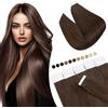 Elailite Extension Adesive Capelli Veri Biadesivo #4 Marrone Cioccolato Tape Biadesive 20 Fasce 60cm 50g Capelli Lisci Remy Human Hair