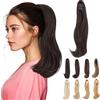 Elailite Extension Coda Capelli Lisci Coda Finta di Cavallo con Pinza Marrone Scuro Quick-clip Ponytail Punte Ondulate 40cm 100g