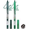 Lestpola Eyeliner in gel con glitter metallizzati, 2 pezzi, colore verde setoso e cremoso, durevole, impermeabile, resistente alle sbavature, asciugatura rapida, altamente pigmentato, sharpenable eyeliner