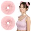 Lusofie 2 Pezzi Corda per Capelli Rosa Chiaro Pompon Fascia Peluche Scrunchie Finto Coniglio Capelli Bolla Elastico Bambino Fascia Coda di Cavallo Ragazze Accessori