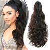 Dcbaboo Coda di Cavallo Extension Capelli Ricci Coda Capelli Extension con Pinza 45cm Posticci per Capelli Mossi Coda Finta per Capelli Sintetici Lunghi Naturali Ponytail, Marrone mix Auburn scuro