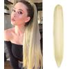 Cybelleza Coda Extension Capelli Clip Claw Coda di Cavallo con Pinza Dritto 50cm Ponytail Extension Sintetici Lunghi Effetto Naturale Capelli lisci Coda Finta, Bleach Blonde