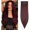 TESS Extension Capelli Clip 66 cm, Extension con Clip Liscio Rosso Vino 18 Clips 8 PCS Extension Clip Capelli 140g Capelli Finti