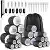 Auauraintt 50 Pezzi Bigodini Grandi Set, Include 24 Pezzi Bigodini Per Capelli E 24 Clip A Becco D'Anatra, Boccoli Capelli Senza Calore per Salon Barber, Dormire, Capelli Lunghi e Corti