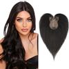 Elailite Hair Topper Capelli Veri Donna Nero Naturale #1B 5 * 11cm Silk Lace Posticci Toupet Clip in Protesi Toupee 27.5cm 21g Middle Parting